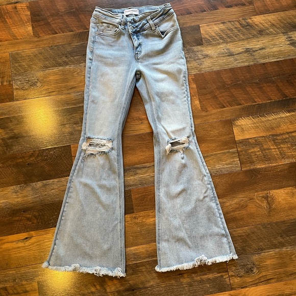 Women's Light Blue Flared Jeans - Picture 1 of 4